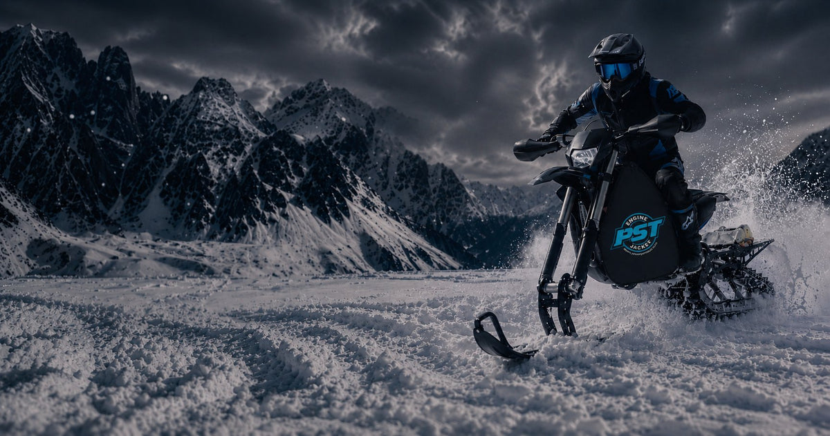 Snowbike with PST Engine Jacket riding in deep mountain snowslider_item_PM6FfG