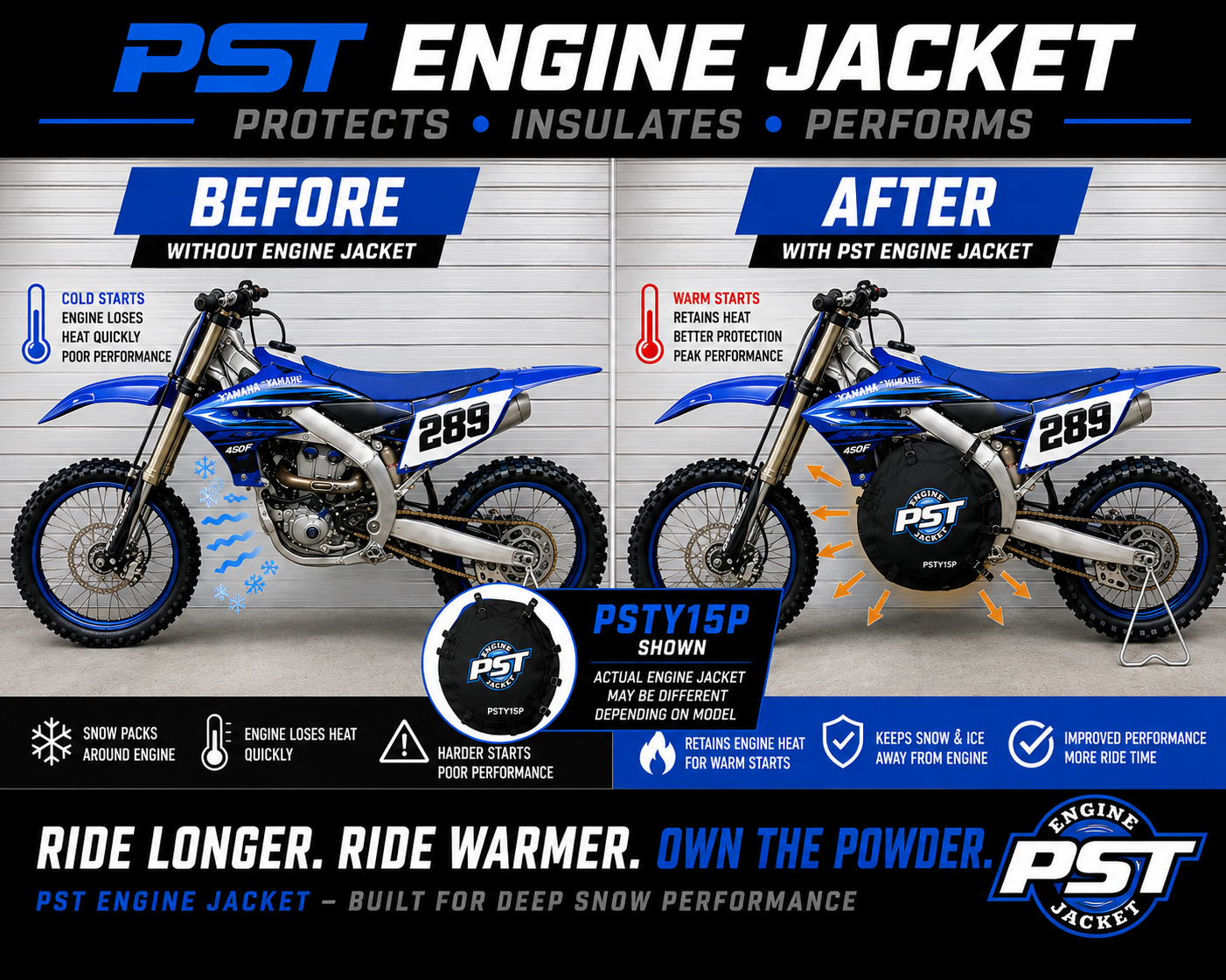 2004–2006 Yamaha WR450F Snowbike Engine Jacket – PSTY05J before and after comparison